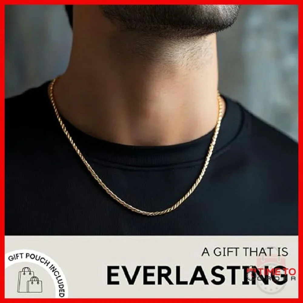 18K Gold Plated Sterling Silver Diamond Cut Rope Chain Necklace 20 Inch
